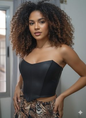 Cropped Corset feminino courino tomara que caia, com bojo.